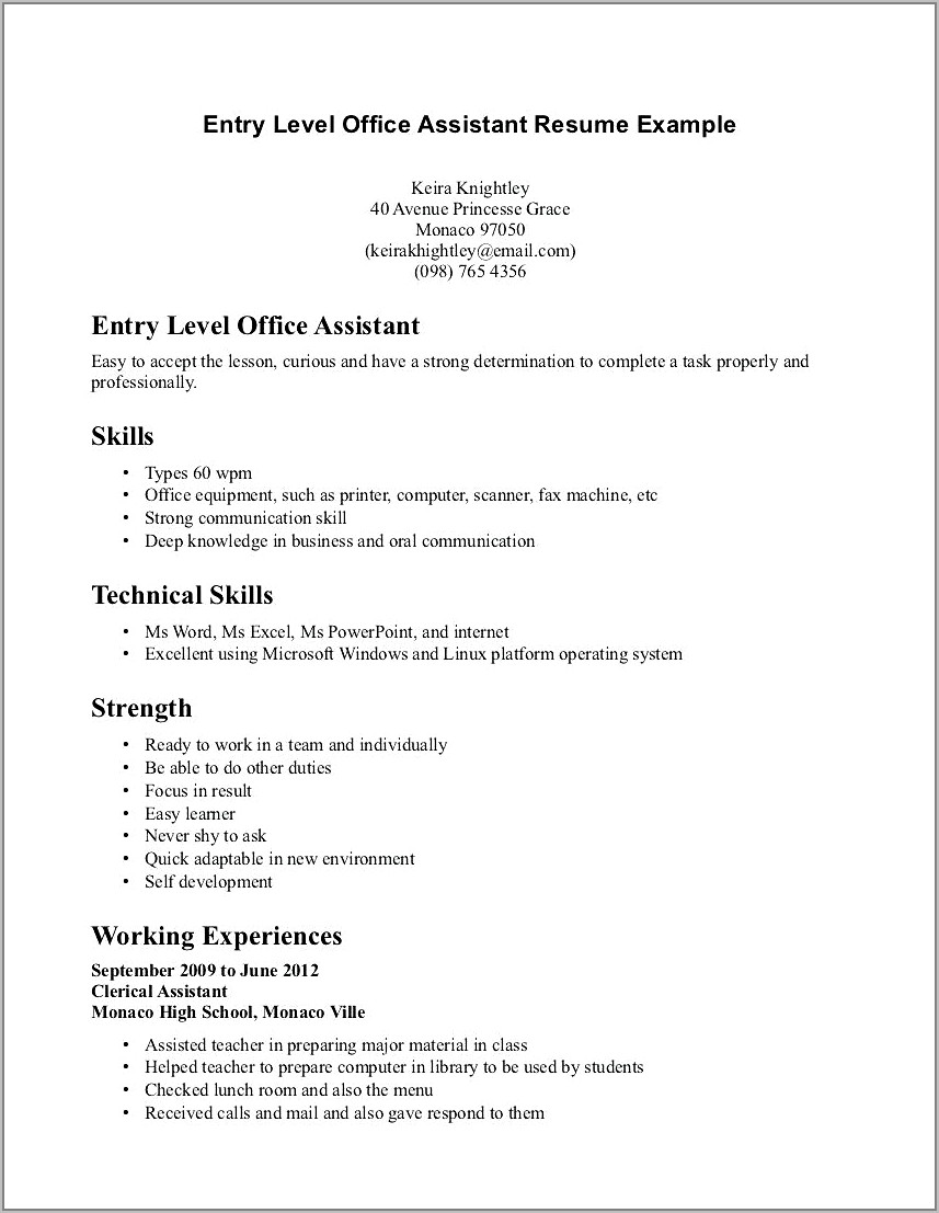 Examples Of Resumes For Medical Assistant