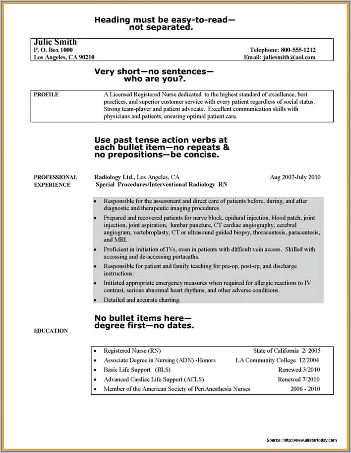 Examples Of Resumes For New Nursing Graduates