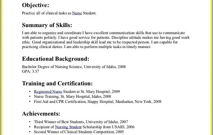 Examples Of Resumes For Nursing Students