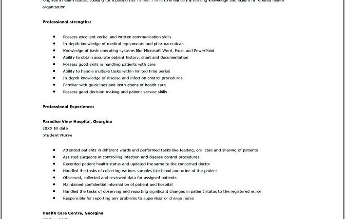 Examples Of Student Nurse Resumes