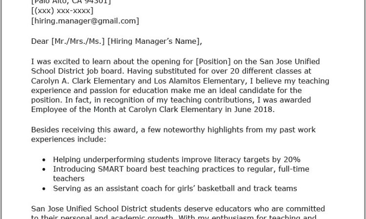 Examples Of Teacher Resumes And Cover Letters