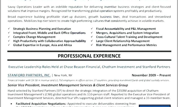 Executive Classic Format Resume Template Word