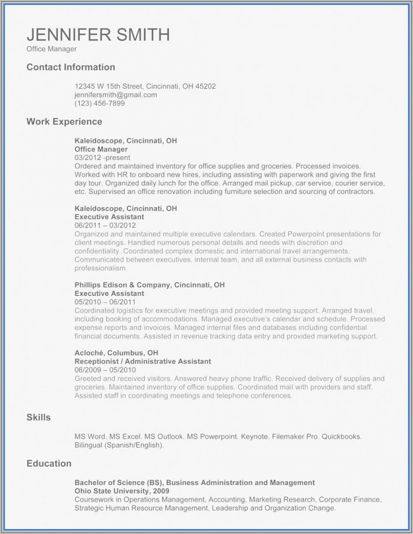 Executive Classic Resume Format Example
