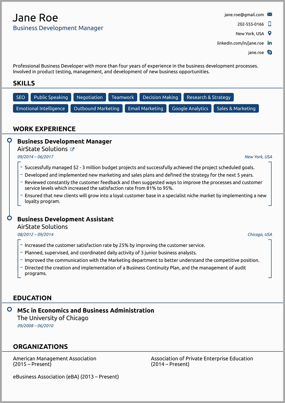 Executive Resume Template Word Doc