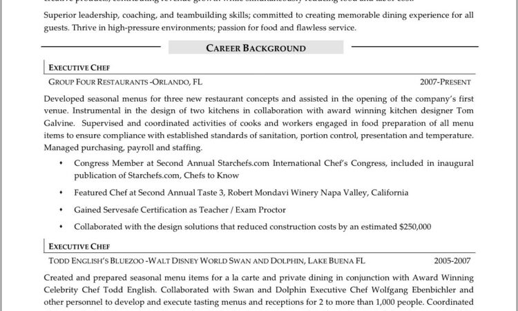 Executive Sous Chef Resume Example