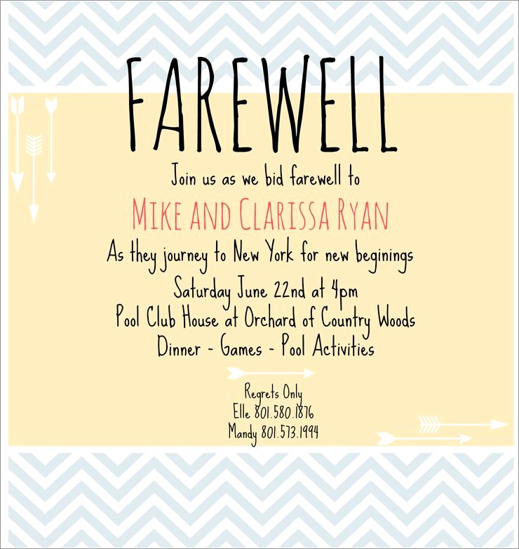 Farewell Lunch Invitation Wording For Coworker