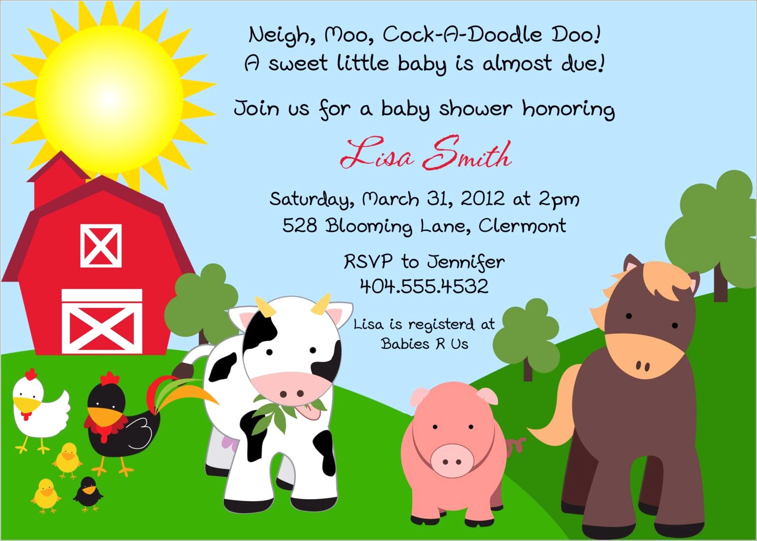 Farm Animal Birthday Invitation Template