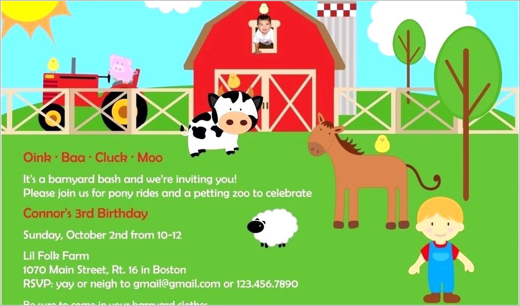 Farm Animal Invitation Template Free