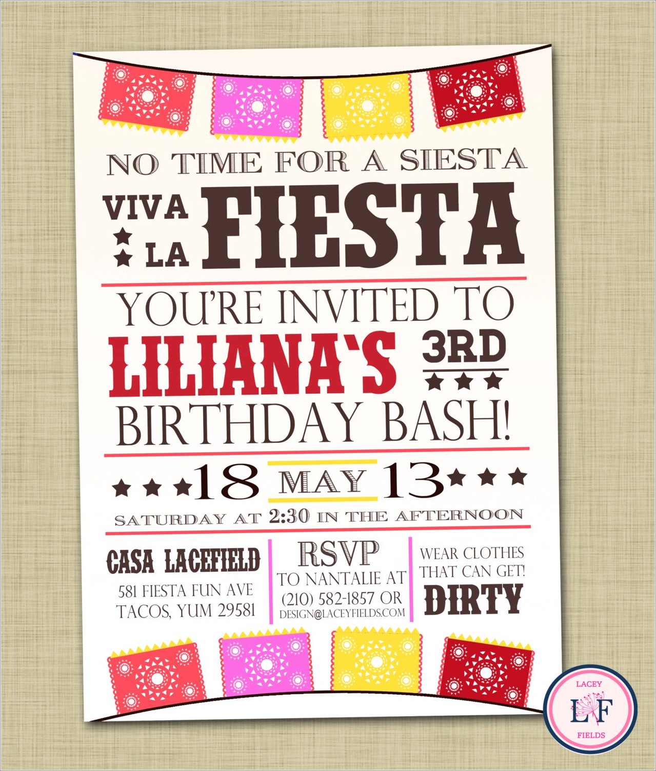 Fiesta First Birthday Invitations