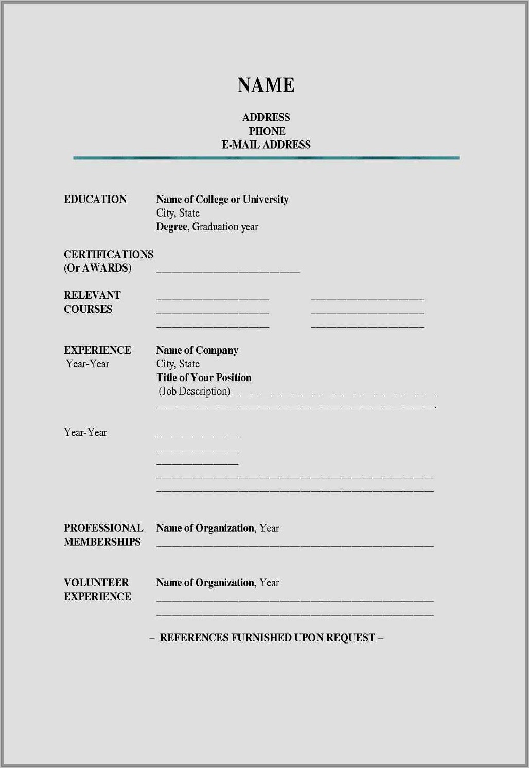 Fill In Blank Resume Template