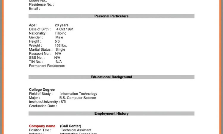 Fill In The Blank Resume Free Online