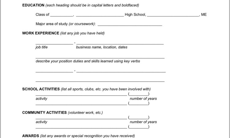 Fill In The Blank Resume Templates