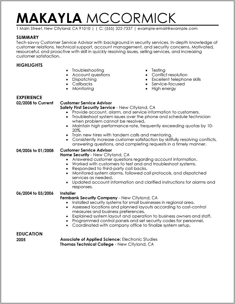 Financial Advisor Resume Template