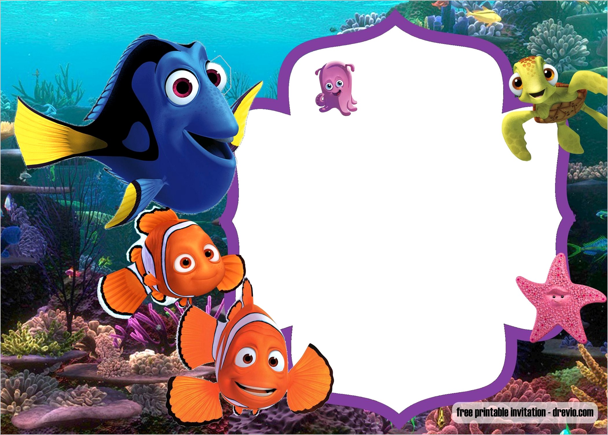 Finding Nemo Birthday Invitations Free Template