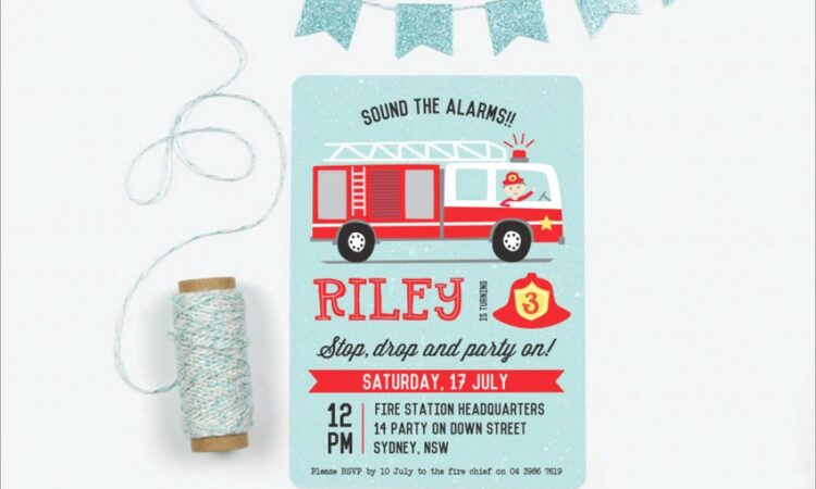 Fire Truck Birthday Invitation Templates Free