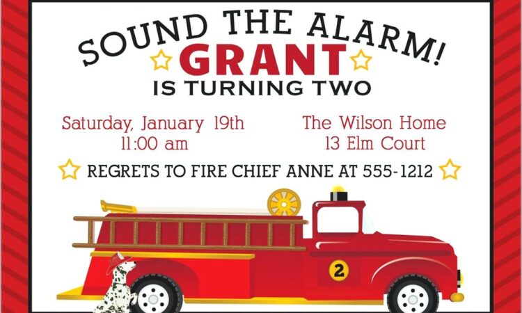 Fire Truck Invitation Template Free