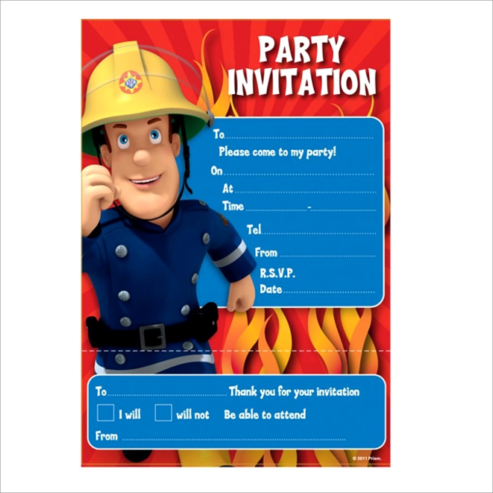 Fireman Sam Birthday Invitations