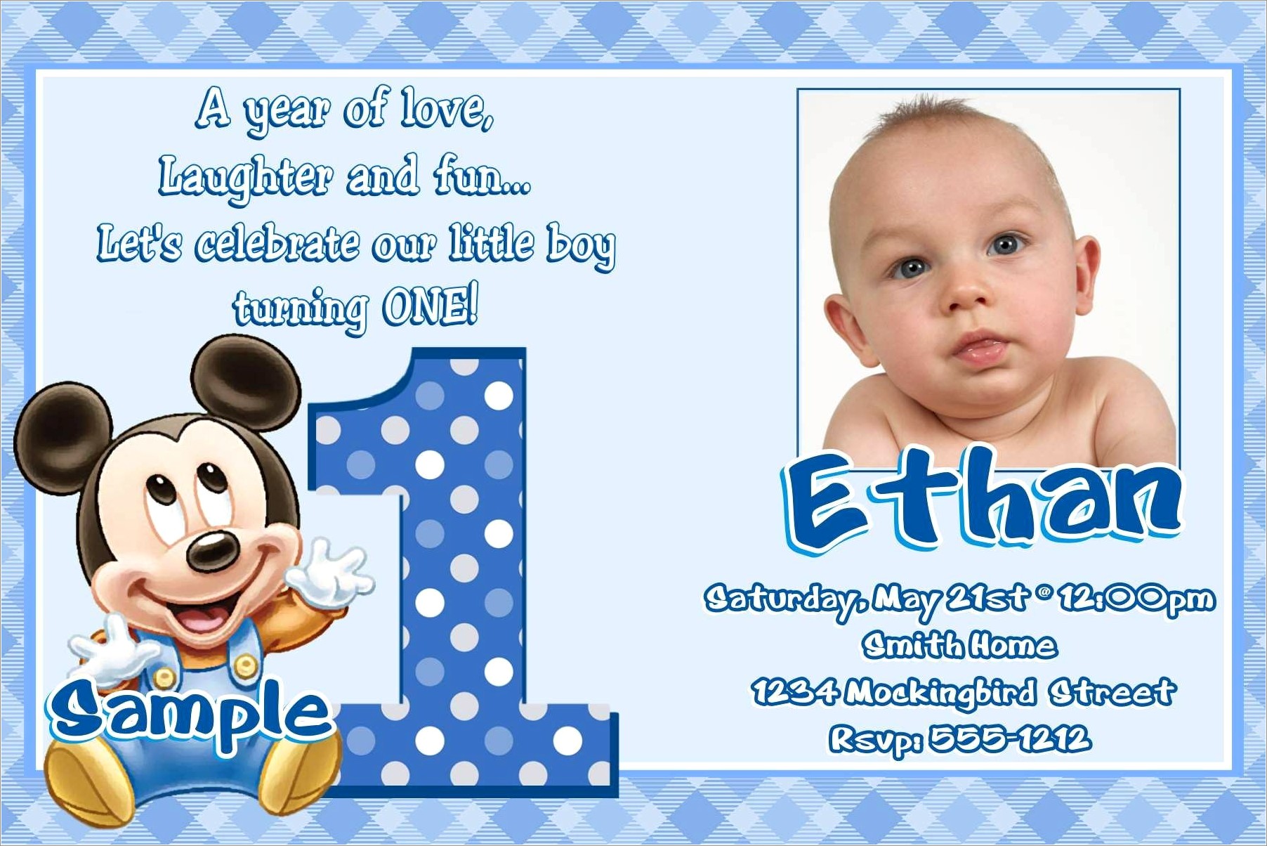 First Birthday Invitation Card For Baby Boy
