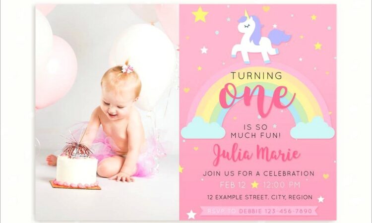 First Birthday Invitation Card With Photo