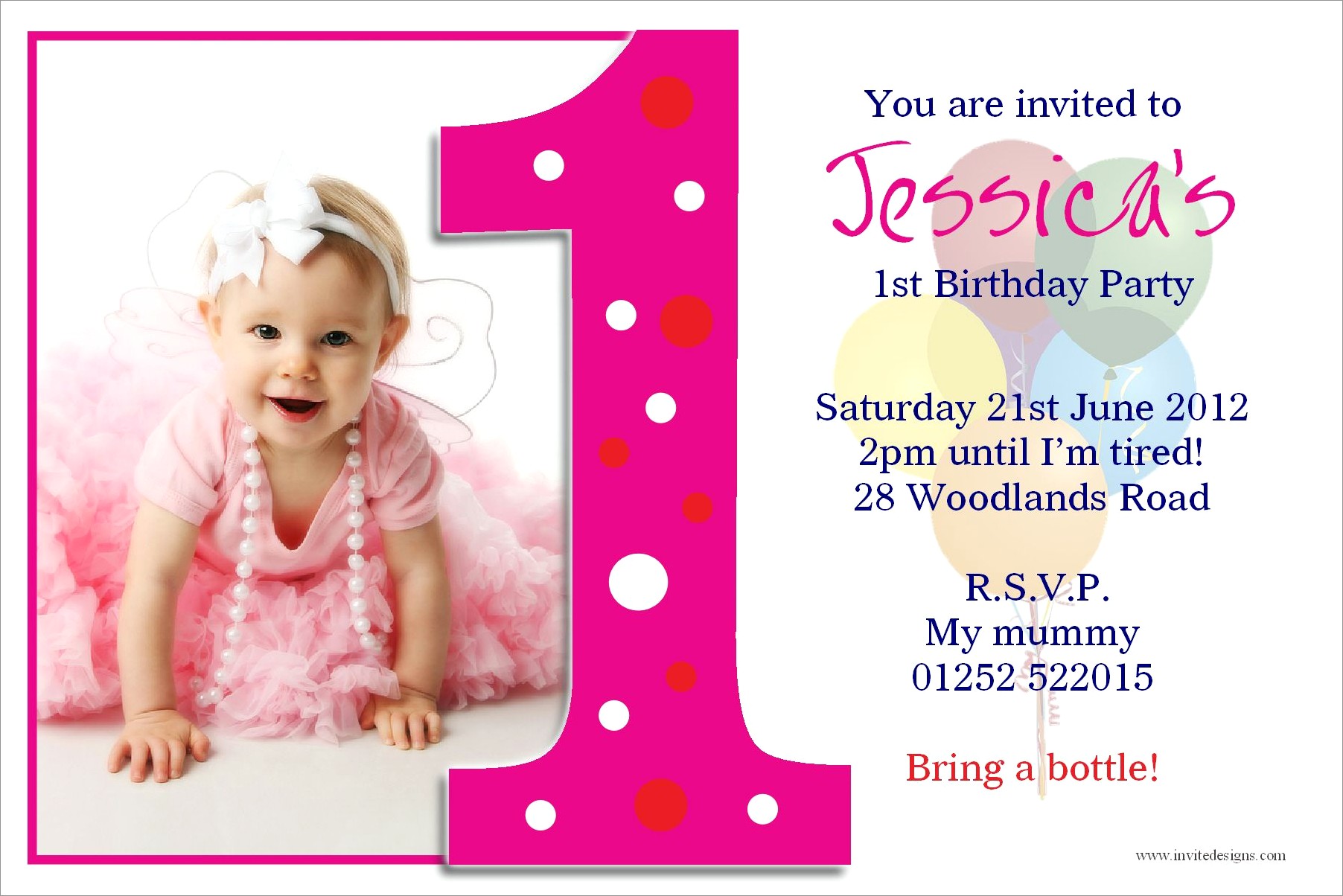 First Birthday Invitations Girl Free