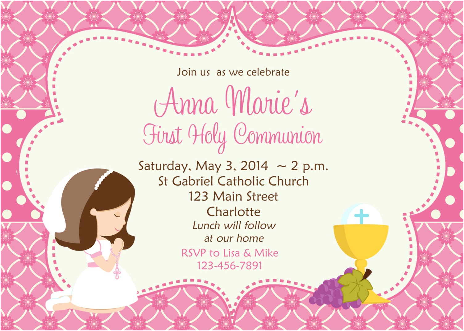 First Holy Communion Invitation Templates