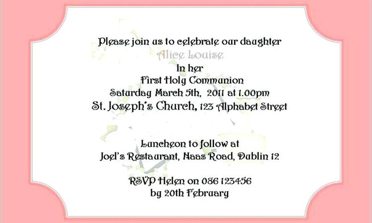 First Holy Communion Invitation Wordings