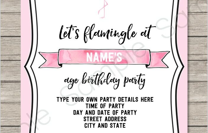 Flamingo Birthday Invite Template