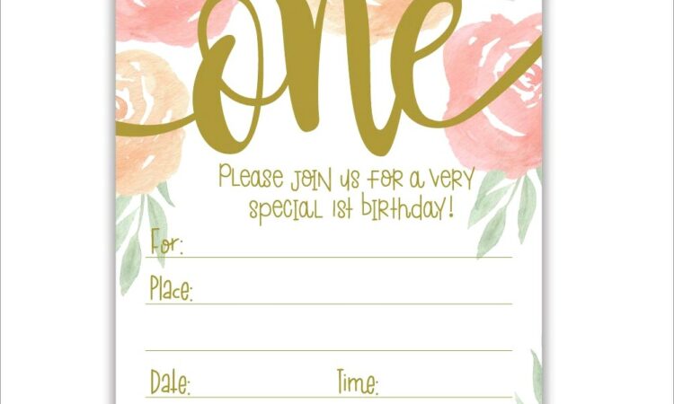 Floral 1st Birthday Invitations