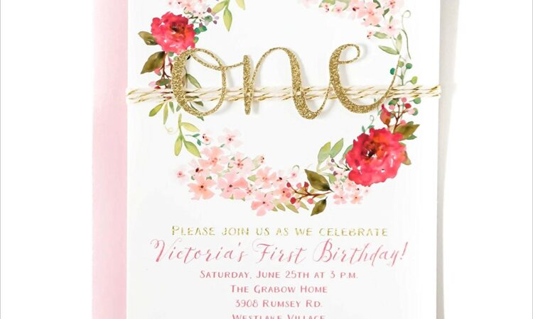 Floral First Birthday Invitations