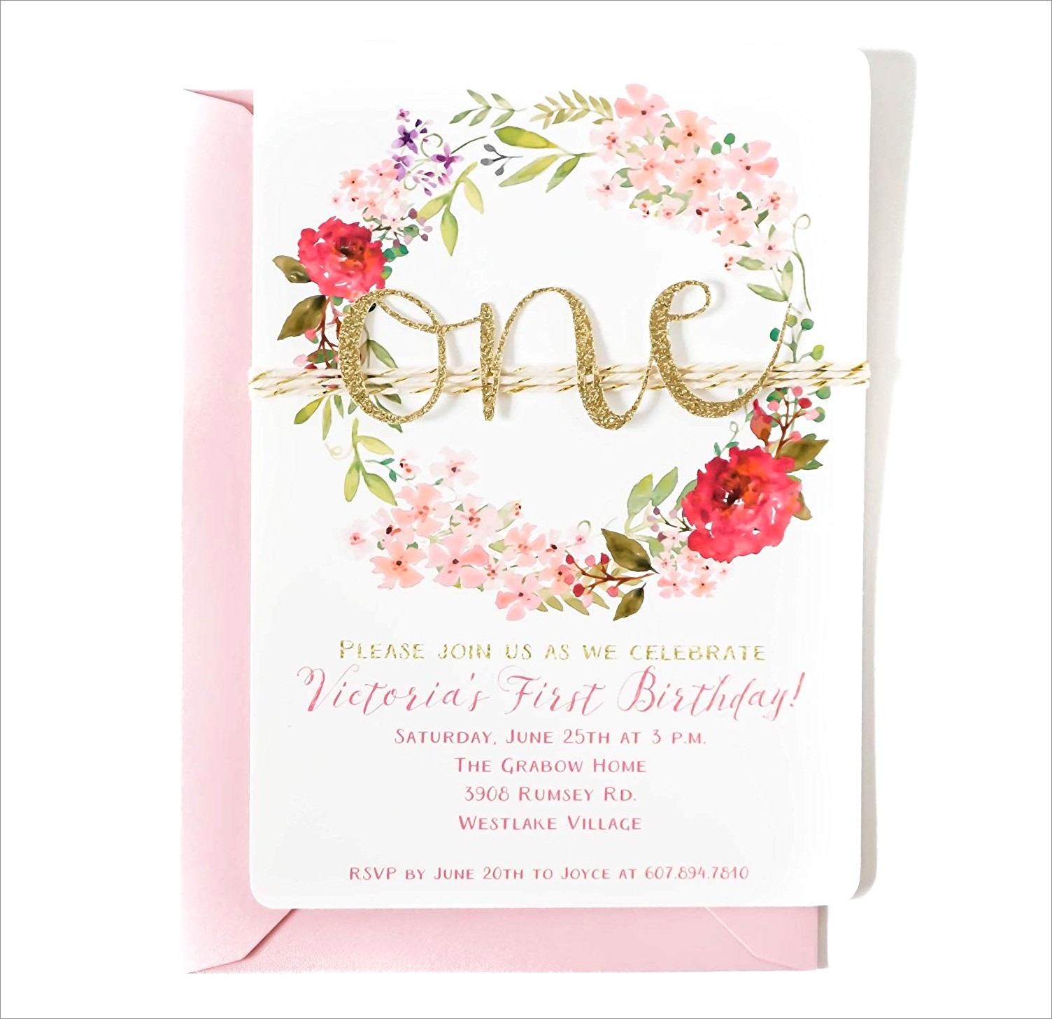 Floral First Birthday Invitations