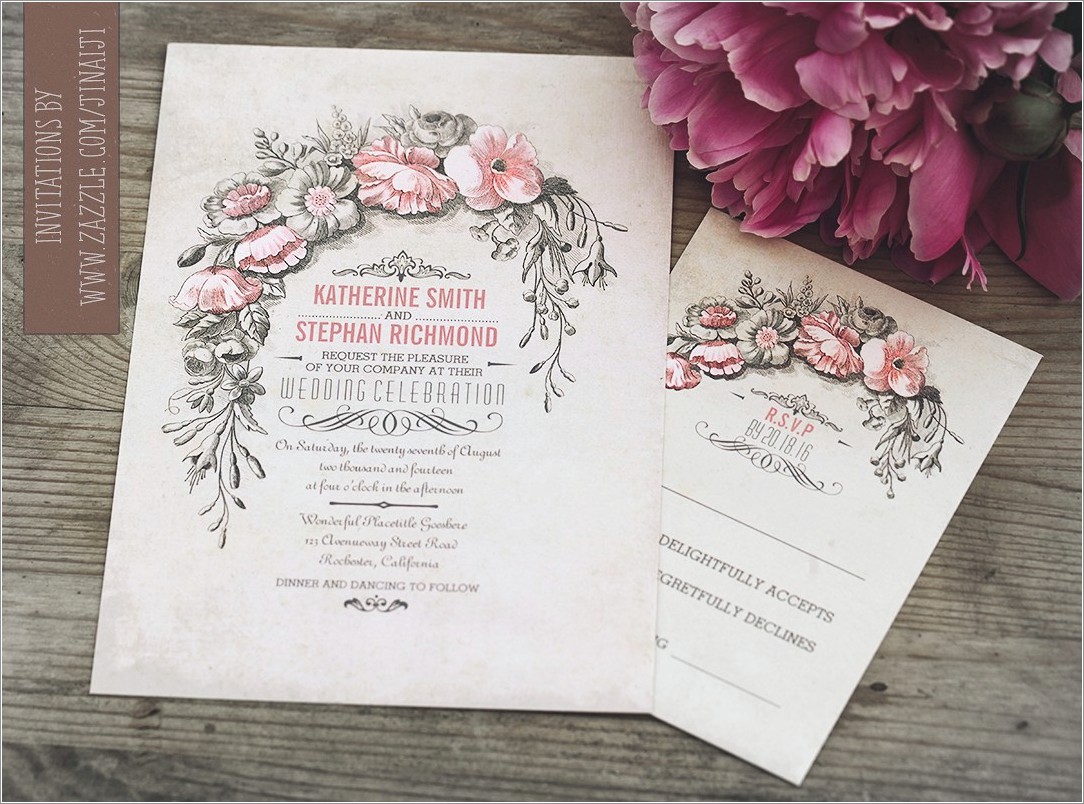 Floral Vintage Wedding Invitations