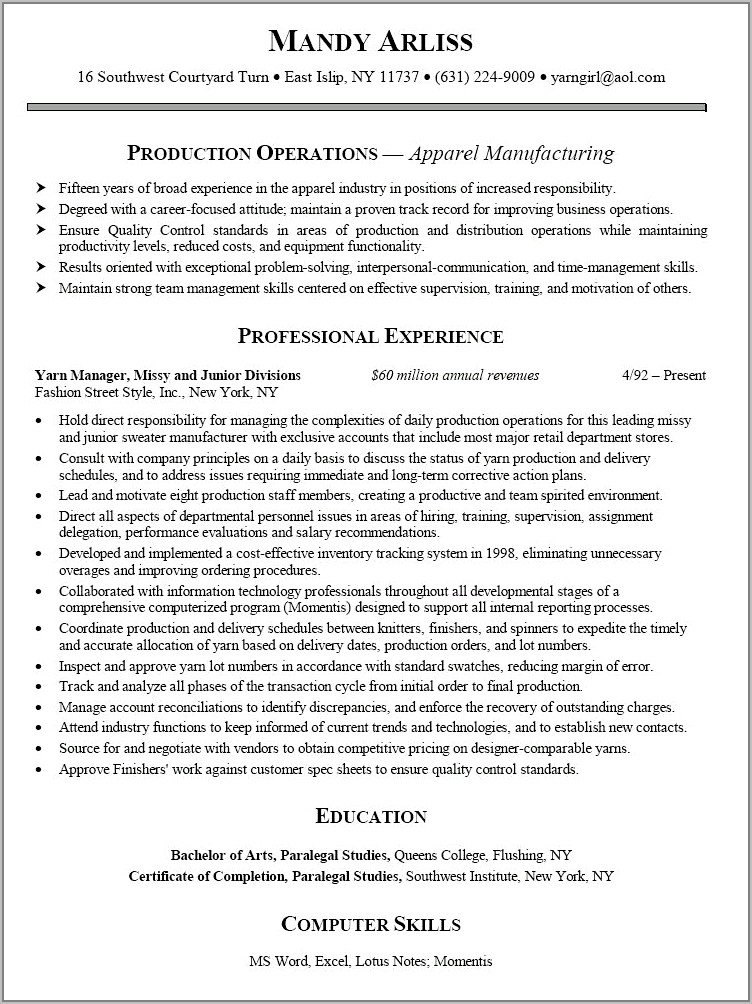 Food Quality Assurance Manager Resume