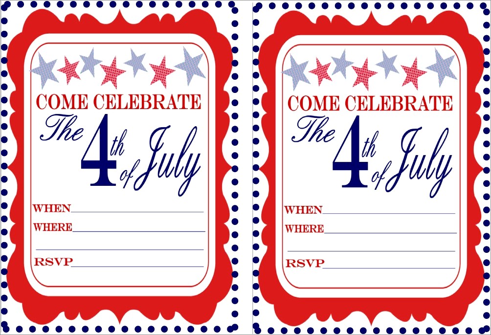 Fourth Of July Invitation Template Free