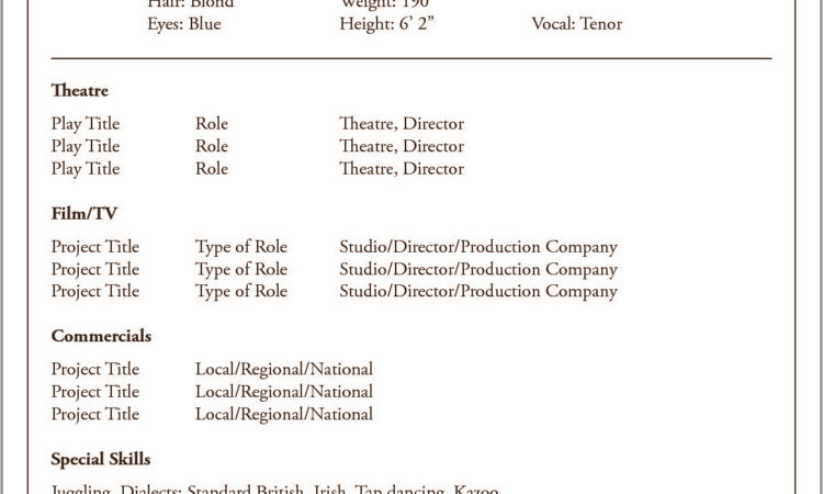 Free Acting Resume Sample