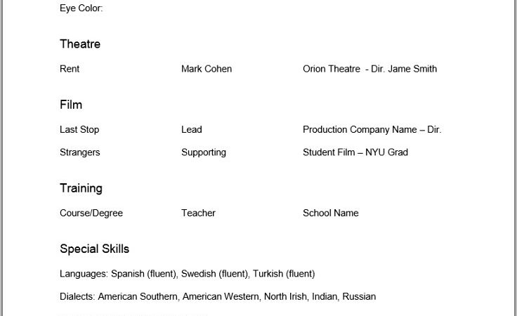 Free Actor Resume Template Word