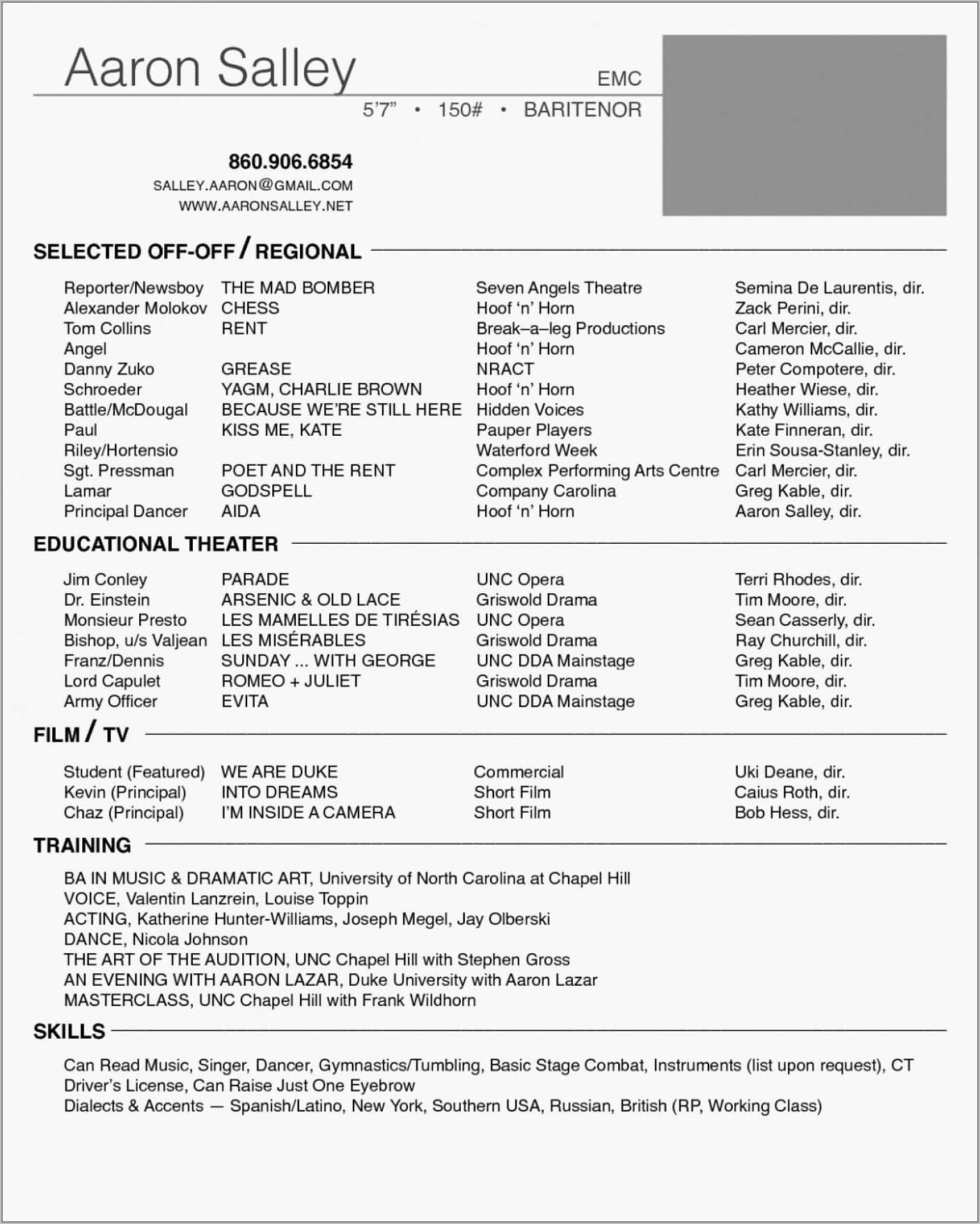 Free Actor Resume Template