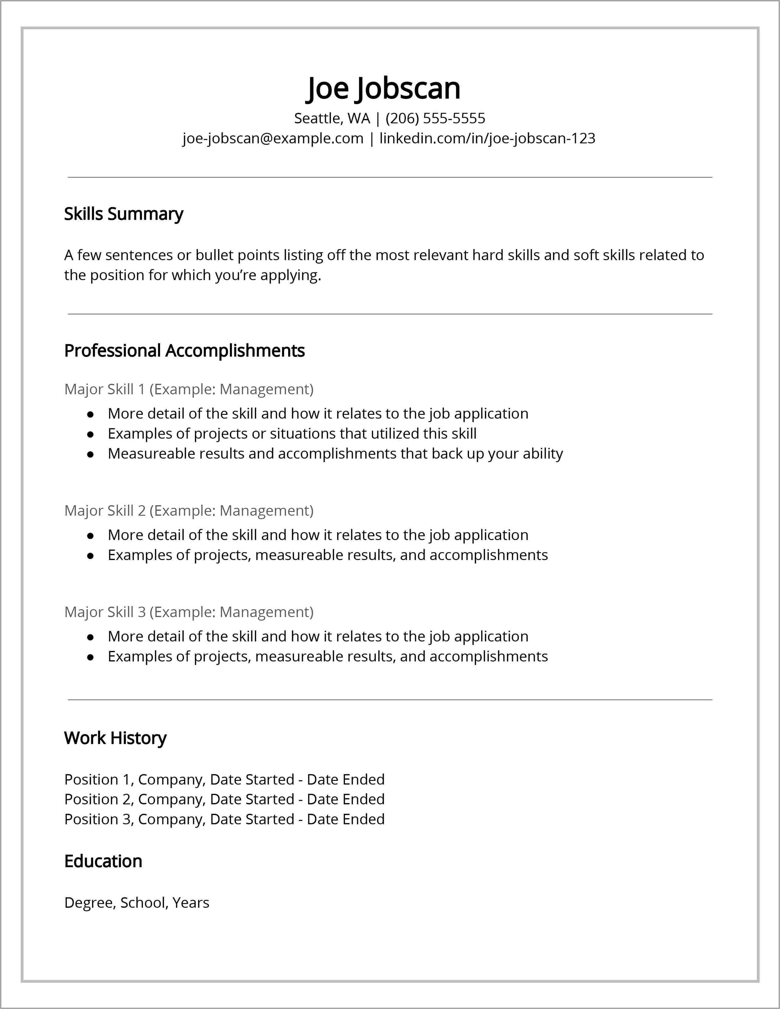 Free Chronological Resume Template 2018