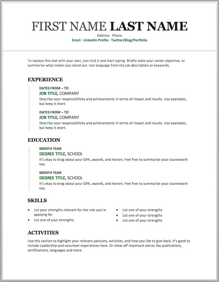 Free Chronological Resume Template Download