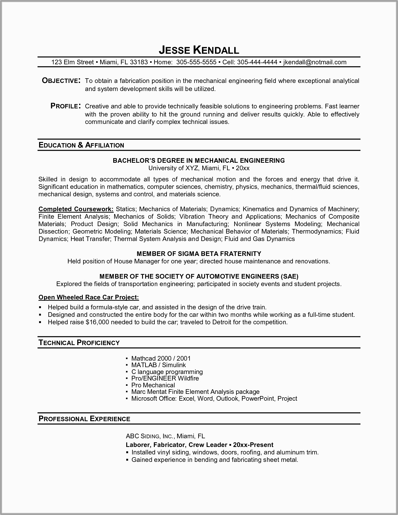 Free Construction Resume Samples