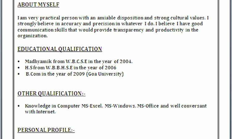 Free Download Resume Format In Word File