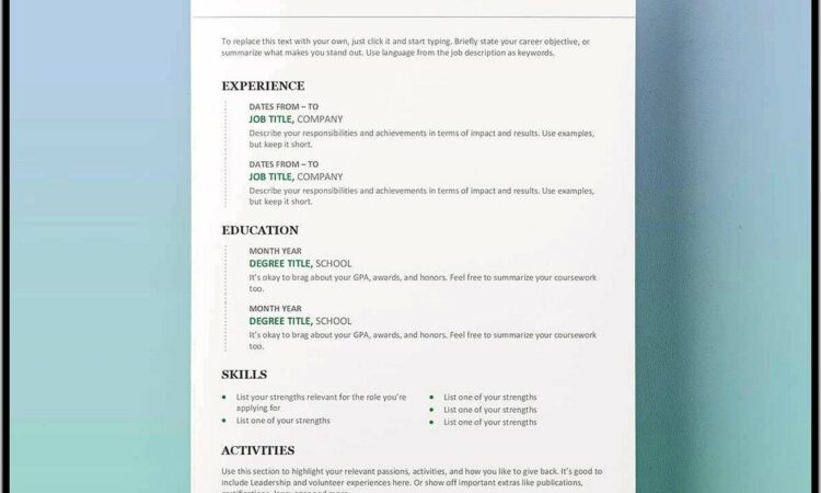 Free Download Resume Templates Word 2019