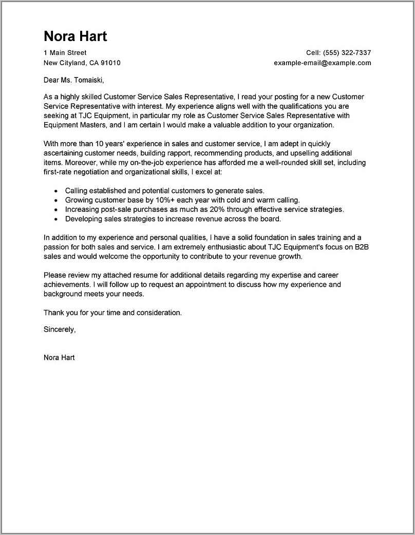 Free Download Sample Cover Letter For Resume