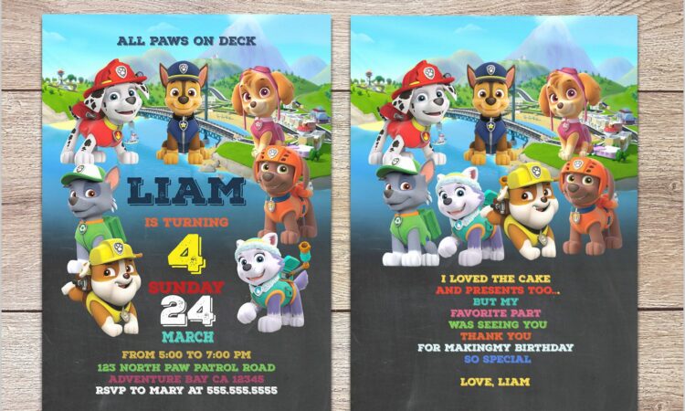 Free Downloadable Paw Patrol Birthday Invitations