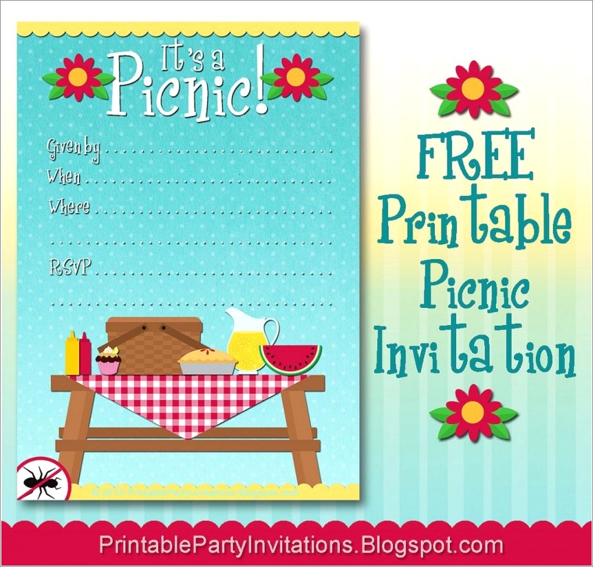 Free Downloadable Picnic Invitation Template