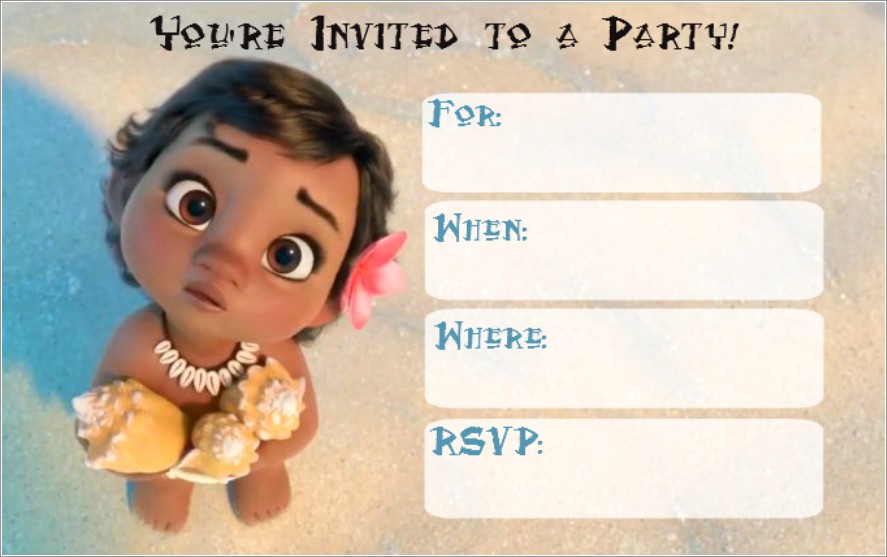 Free Editable Baby Moana Invitations