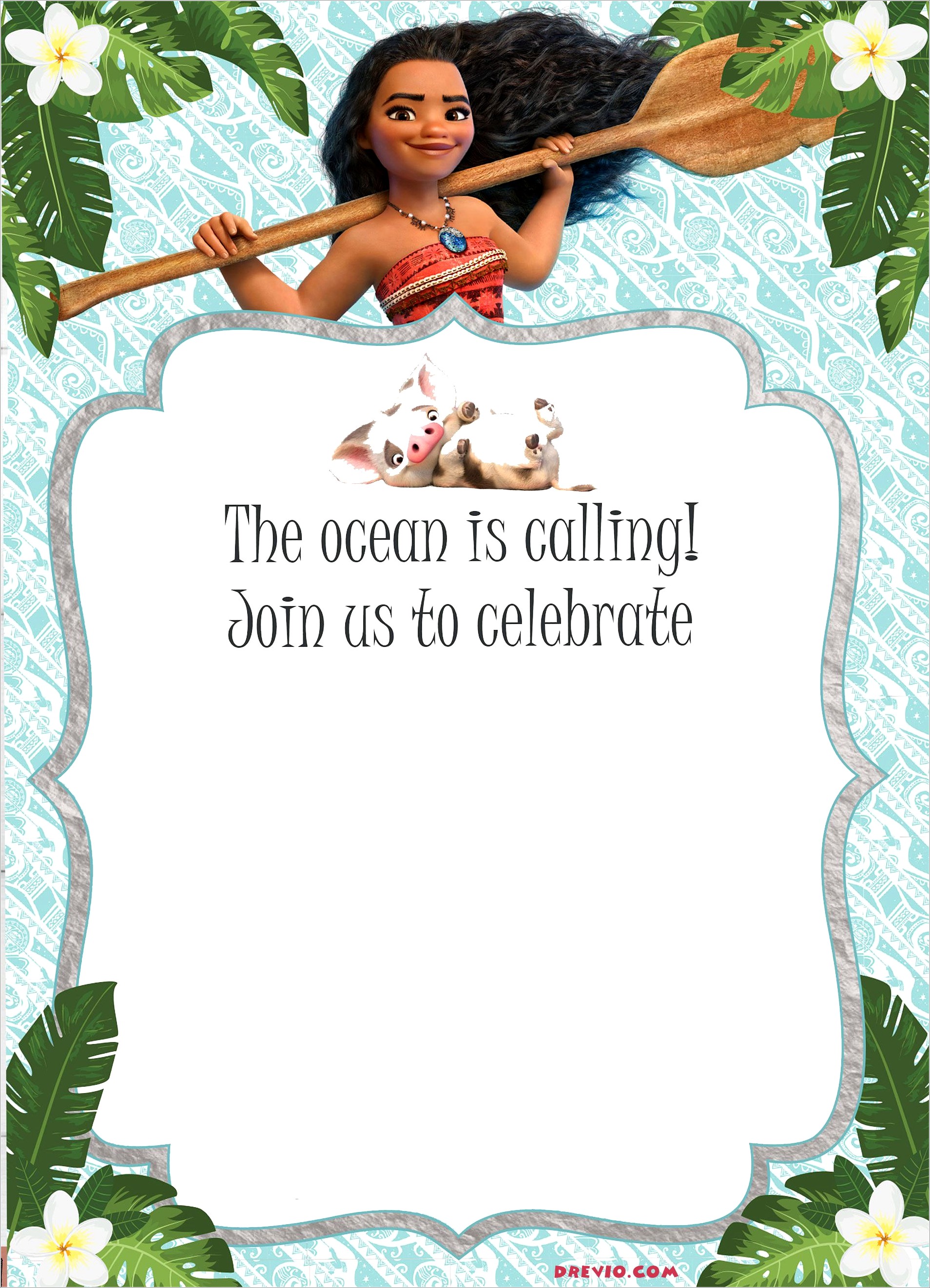 Free Editable Moana Invitations