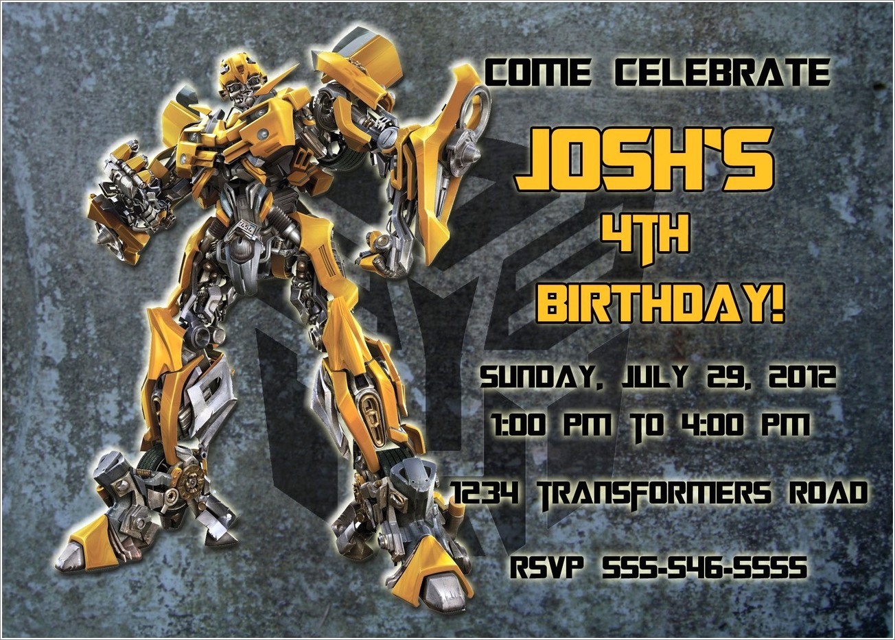 Free Editable Transformer Birthday Invitations