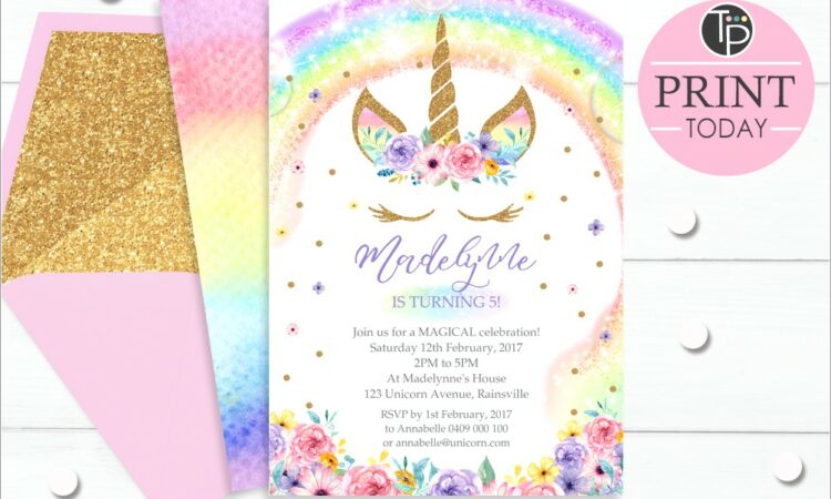 Free Editable Unicorn Invitation With Picture