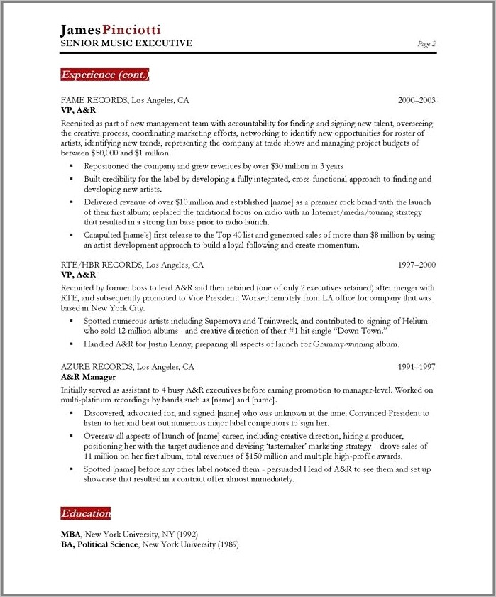 Free Executive Resume Examples