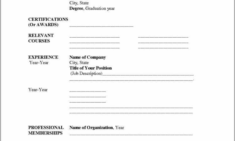 Free Fill In The Blank Resume